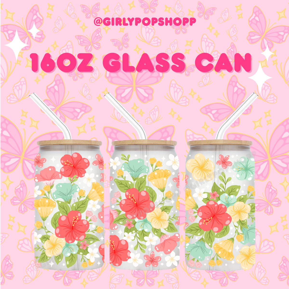 Hawaiian Flower Glass & Plastic Cups