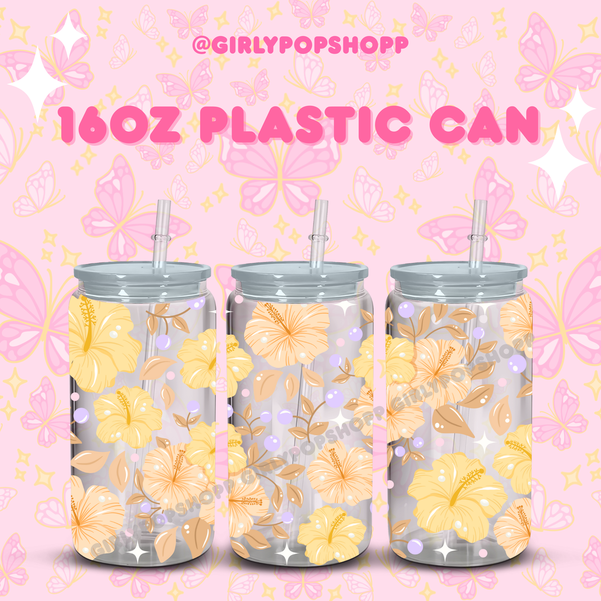 Hawaiian Flower Glass & Plastic Cups