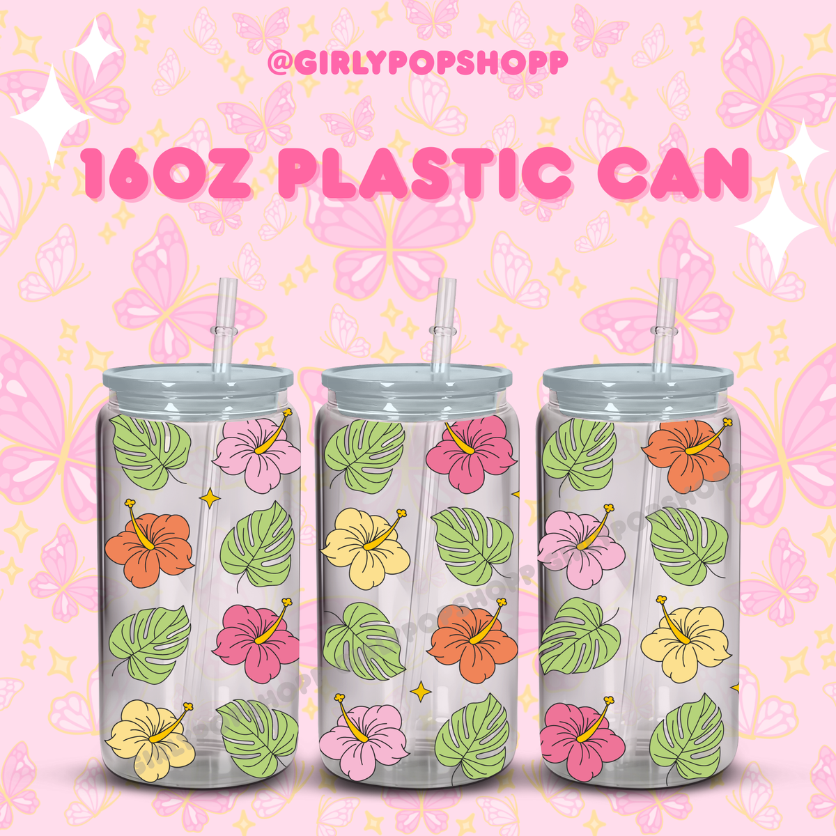 Hawaiian Flower Glass & Plastic Cups