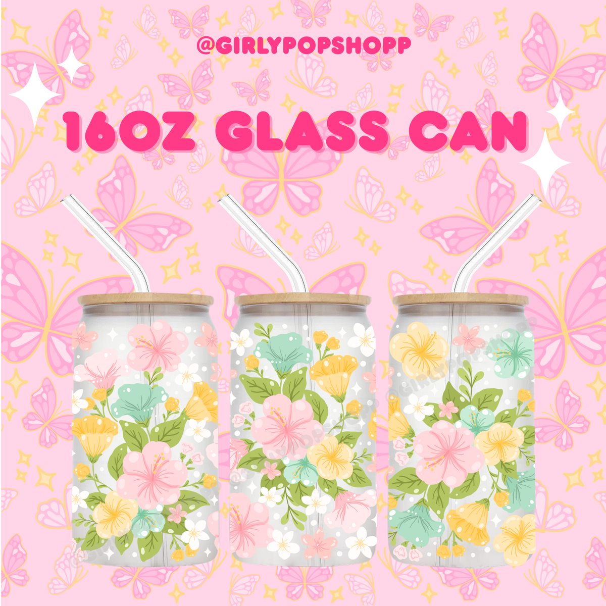Hawaiian Flower Glass & Plastic Cups