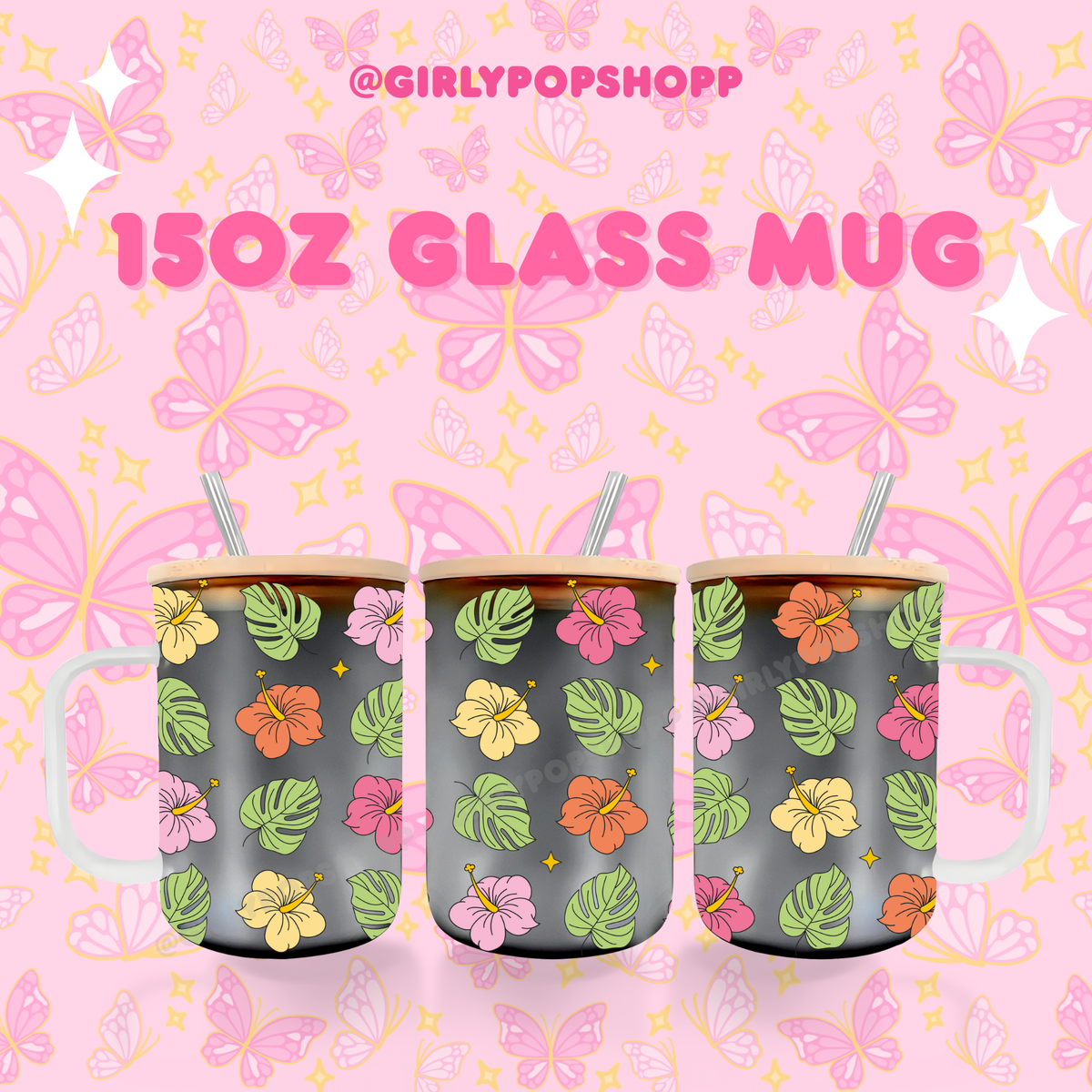 Hawaiian Flower Glass & Plastic Cups