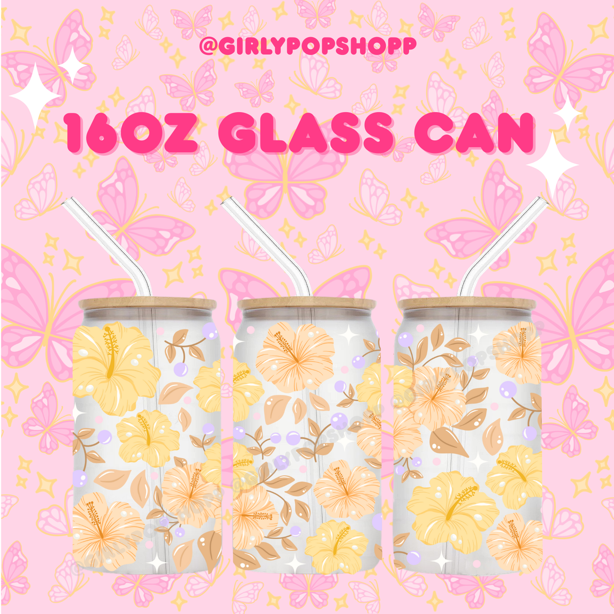 Hawaiian Flower Glass & Plastic Cups