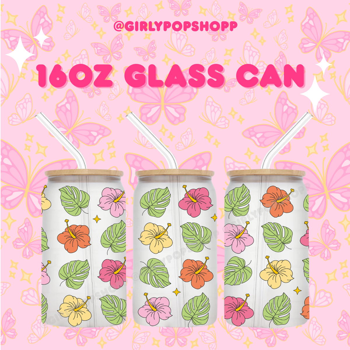 Hawaiian Flower Glass & Plastic Cups