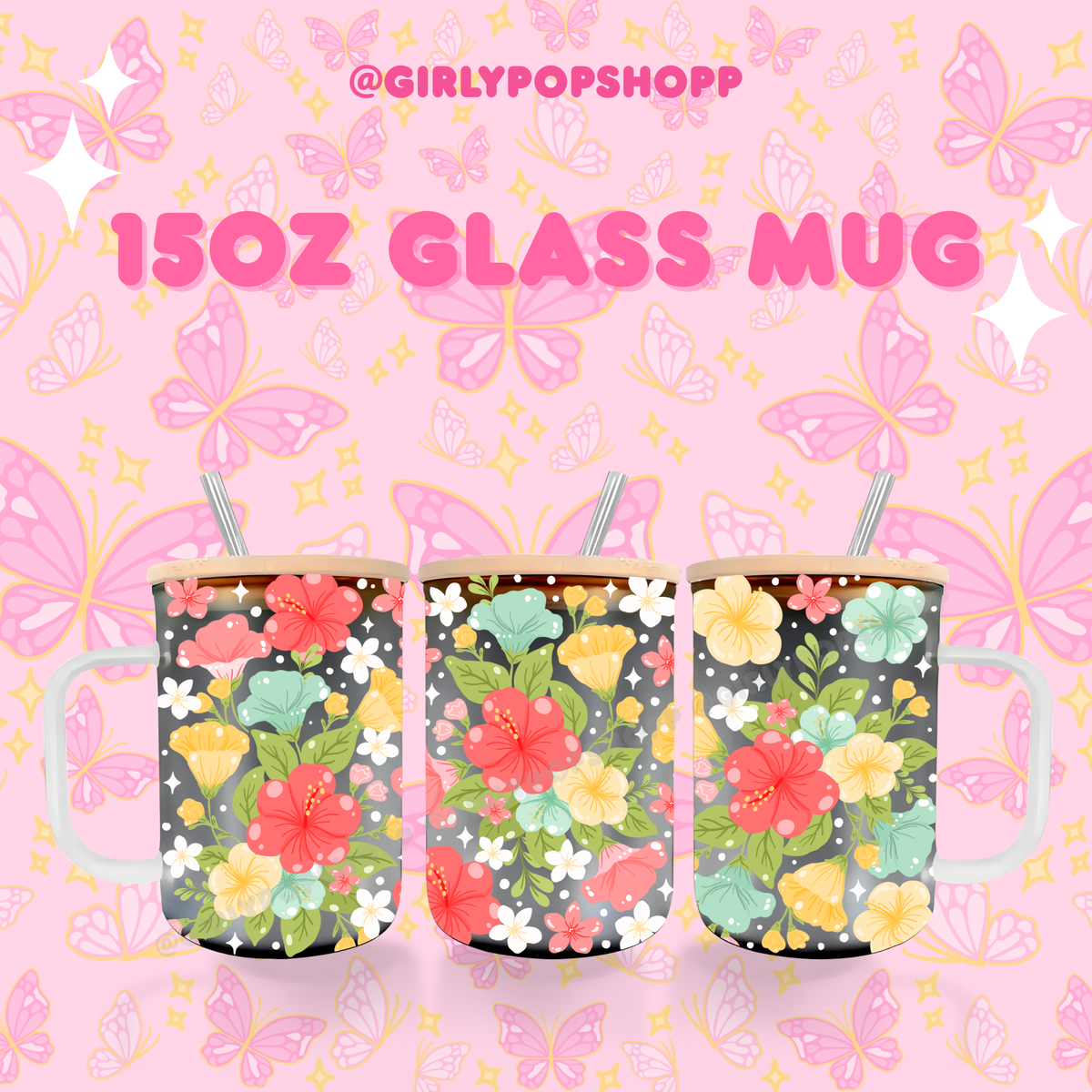 Hawaiian Flower Glass & Plastic Cups