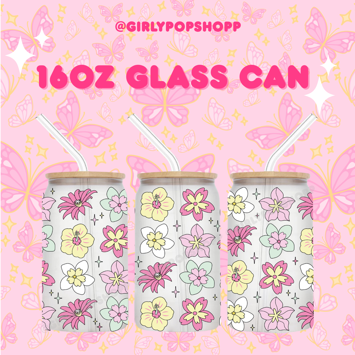 Hawaiian Flower Glass & Plastic Cups