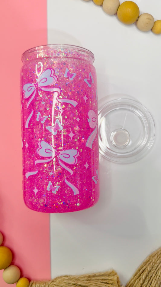 Bows & Butterflies 12oz Snowglobe Plastic Can