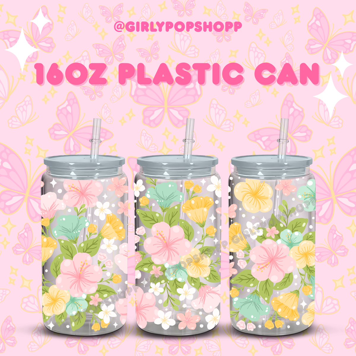 Hawaiian Flower Glass & Plastic Cups