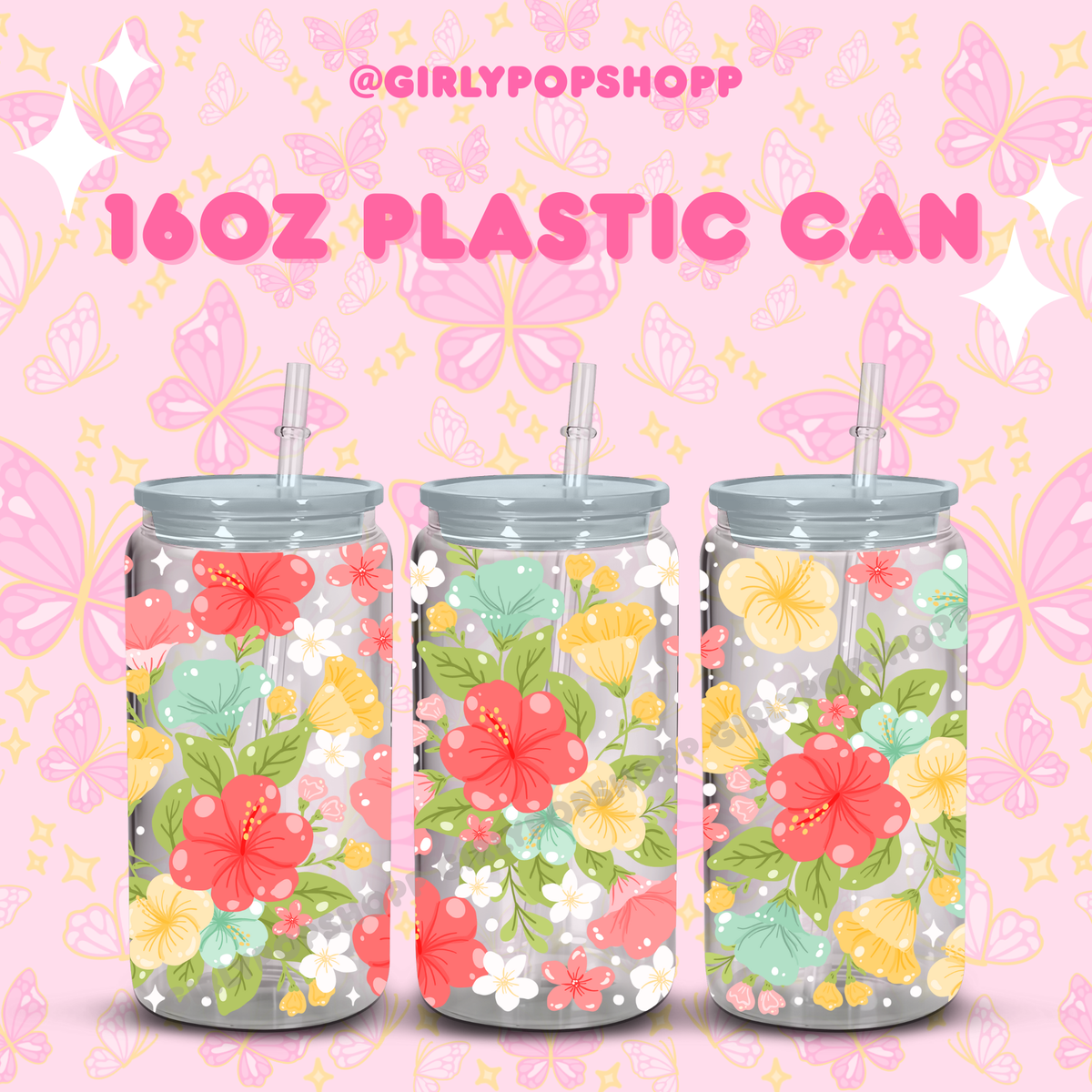 Hawaiian Flower Glass & Plastic Cups