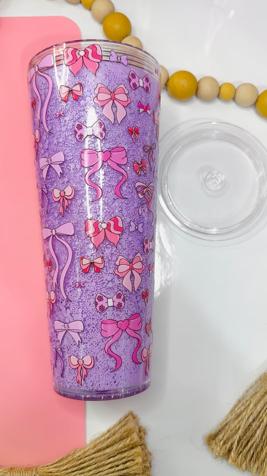 Girly Bows 24oz Snowglobe Tumbler