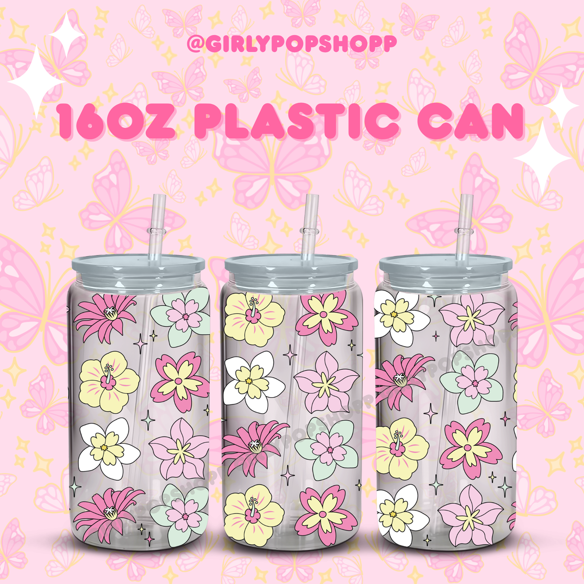 Hawaiian Flower Glass & Plastic Cups