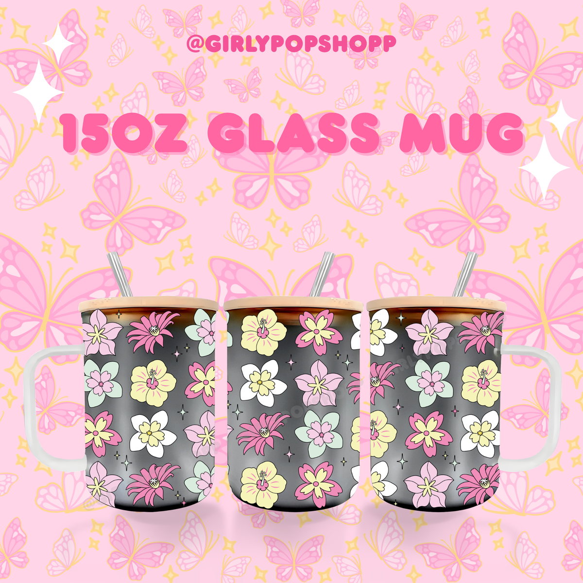 Hawaiian Flower Glass & Plastic Cups