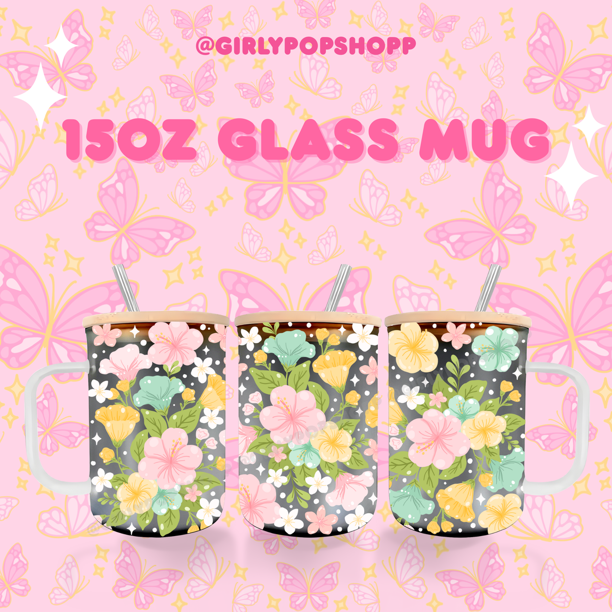 Hawaiian Flower Glass & Plastic Cups