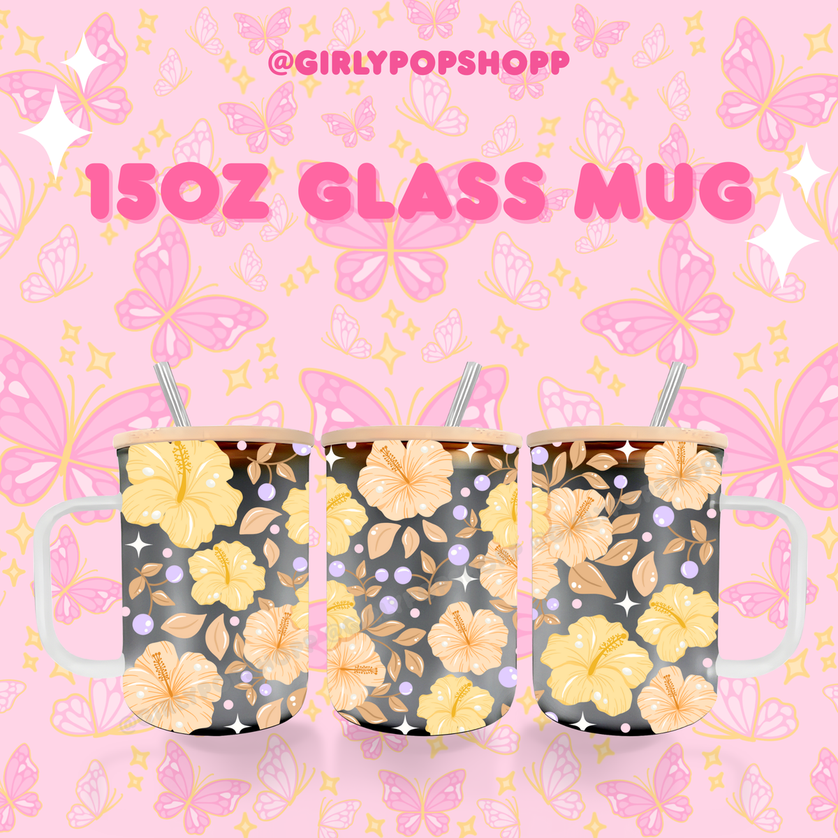 Hawaiian Flower Glass & Plastic Cups